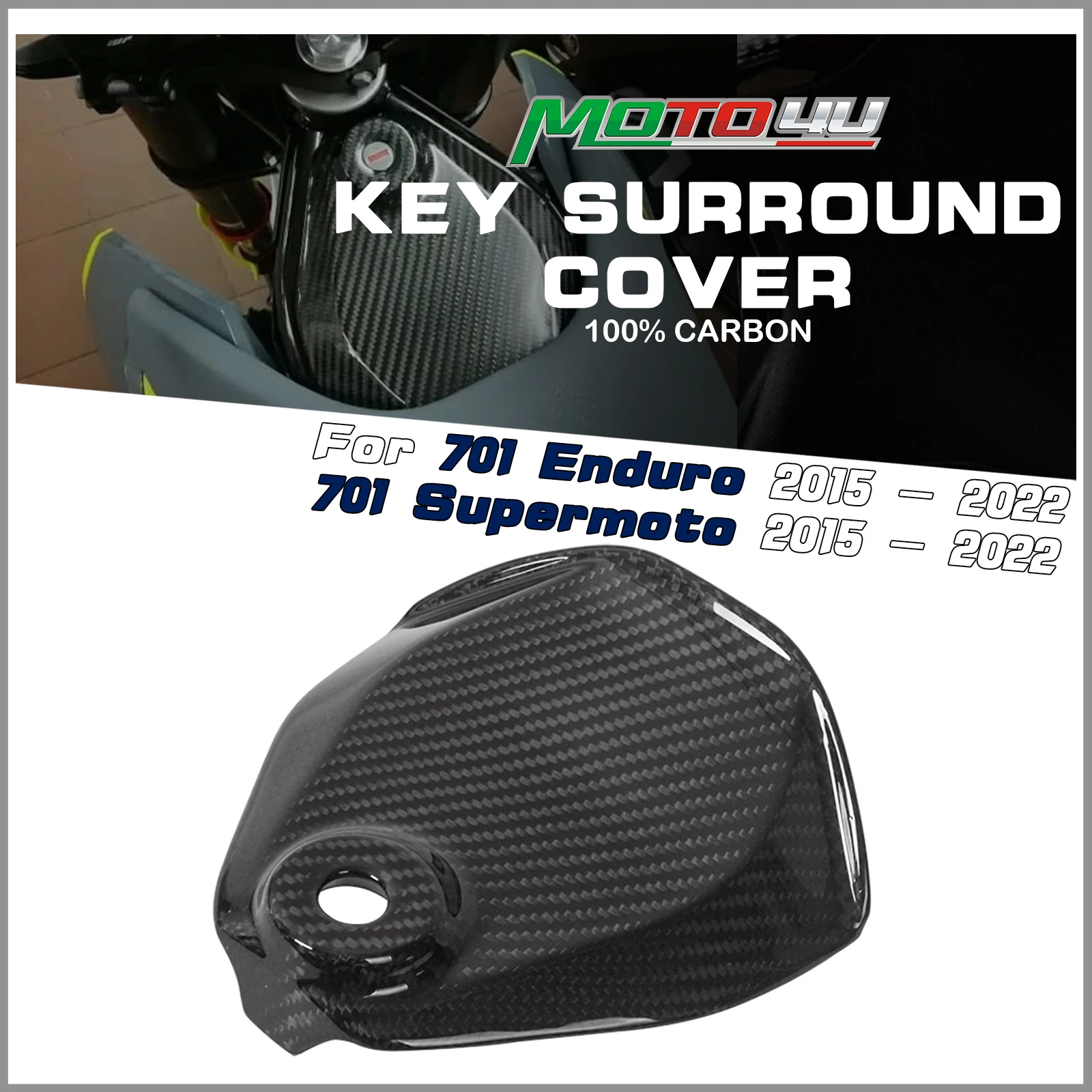 

For HUSQVARNA 701 SUPERMOTO / ENDURO Key Surround Cover Key Cap Full Carbon Fiber Gloss Twill Weave Motorcycle Modification