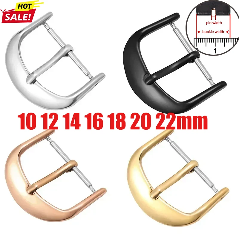 New 316L Solid Stainless Steel Watch Buckle Silver Gold Polished Watch Band Strap Clasp 10 12 14 16 18 20 22mm Clock Accessories