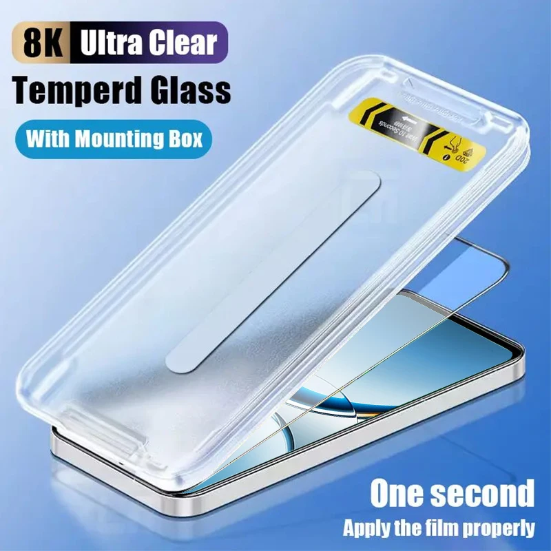

One-click Easy Installation Tempered Glass For Oppo Find X8 X5 X3 Lite Reno 13 13F 12F 11F 8T K12 Plus A80 A60 Screen Protector