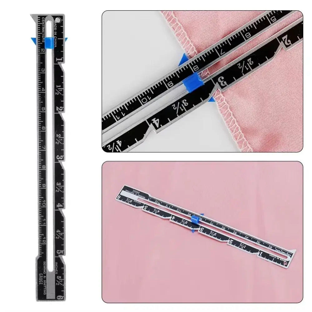 Crafting Hemming Measuring Sewing Measuring Tool Metal Fixed-Edge Fabric Quilting Ruler Sliding Gauge Sewing Accessories