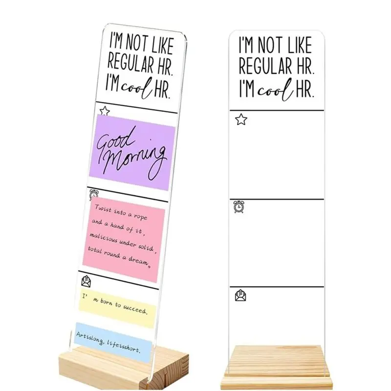 ABUO-Reminder Sticky Note Monitor Memo Board With Wooden Base For Efficient Note-Taking