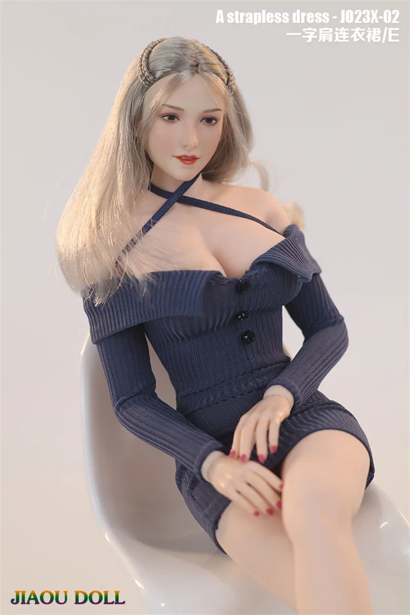 JIAOUDOLL JO23X-02 1/6 Vrouwelijke Soldaat Trend Slim Off Schouder Lange Mouw Trui Wrap Hip Jurk Fit 12 "Action Figure modellen