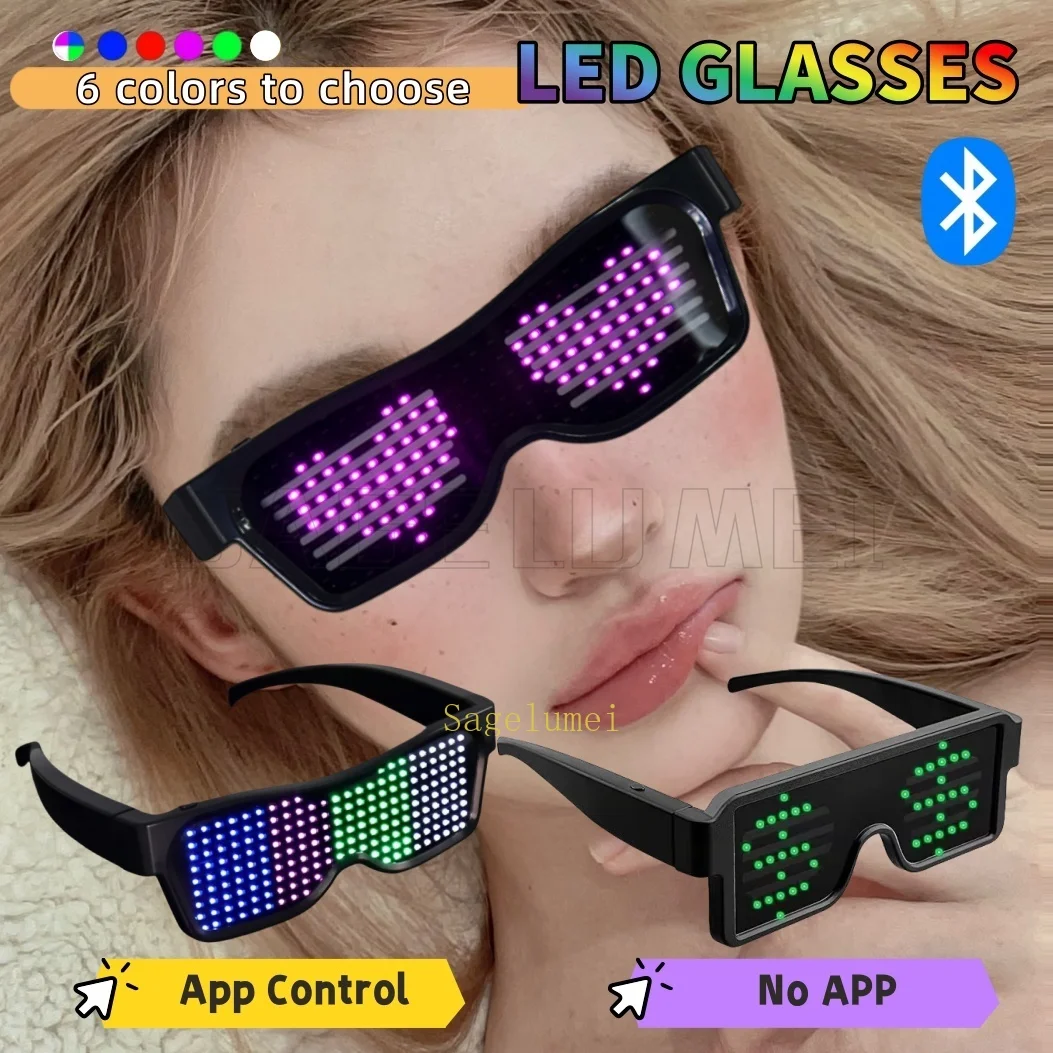 Oculos-led-de-6-cores-aplicativo-inteligente-sem-controle-de-aplicativo-oculos-de-festa-programaveis-texto-diy-animacao-grafite-oculos-de-sol-luminosos