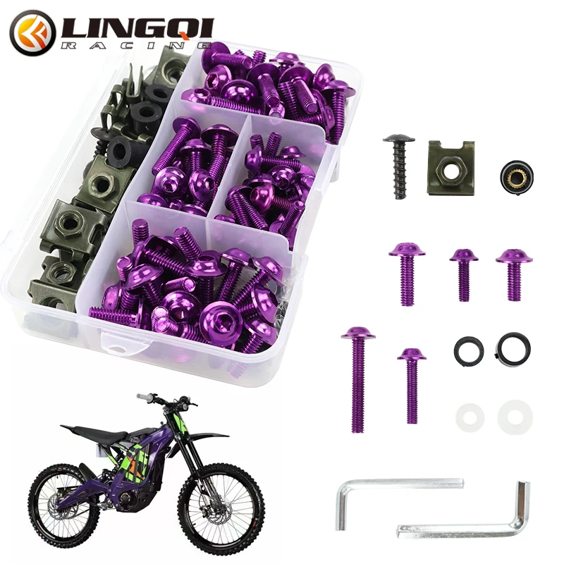 LINGQI RACING Motorcycle Windshield Screw Set Fairing Bolts Kit CNC Screws Nut Universal Modification Accessories For Dirt Bike