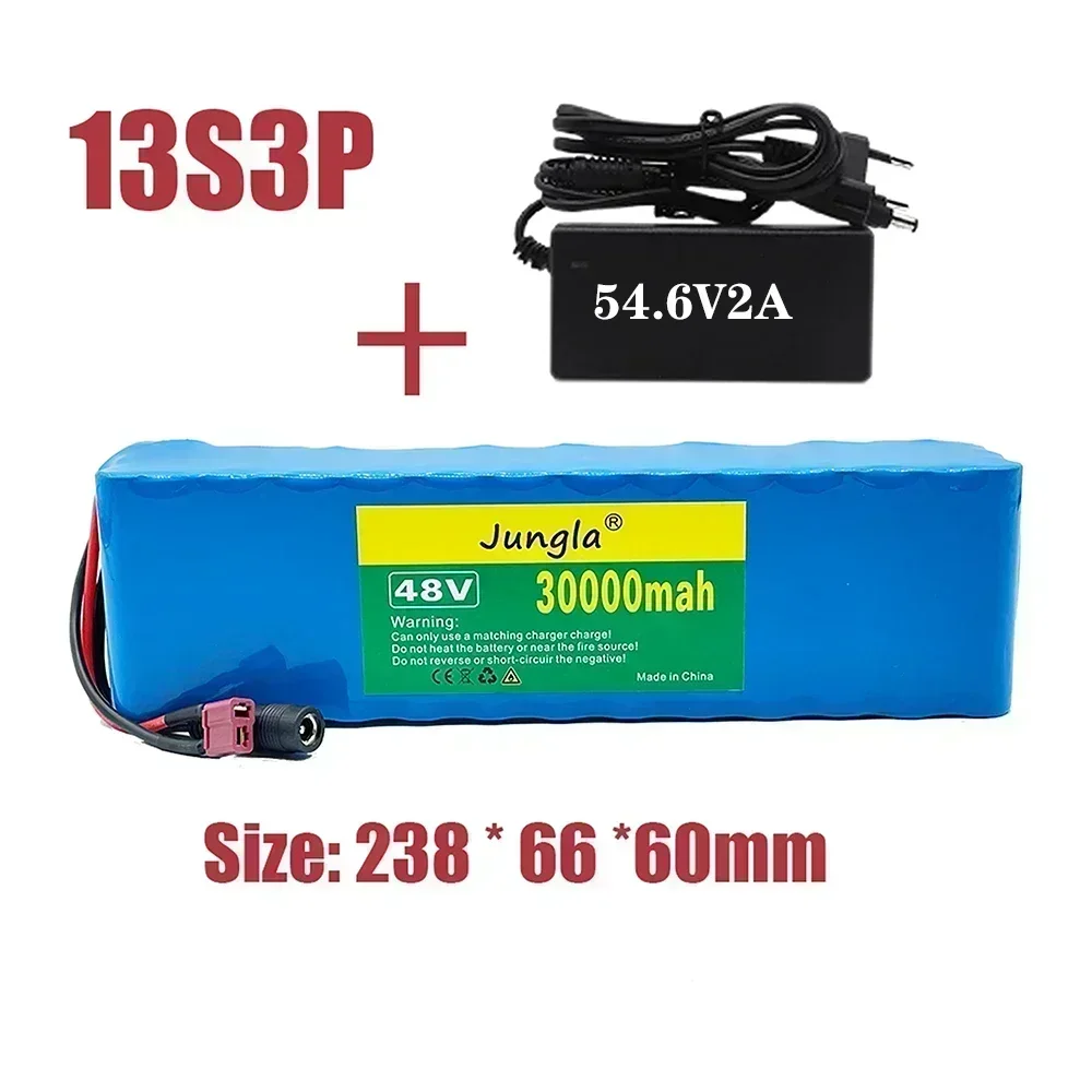 48V battery pack lithium battery 30000mAh 1000w 13S3P suitable for 54.6V electric bicycles//scooters, with BMS+charger