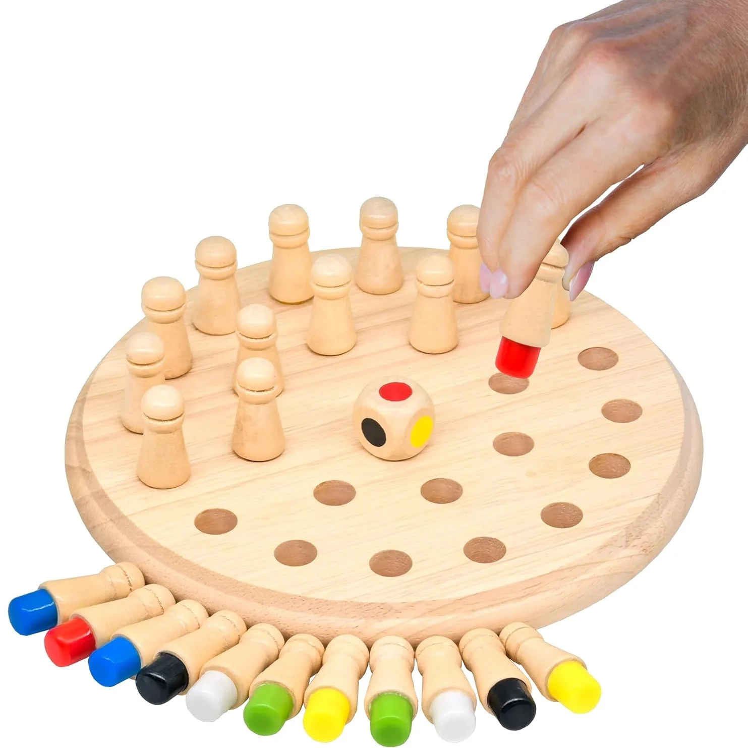 Nieuw houten Montessori Memory Matching Game, Color & Stick schaakbordpuzzel voor kinderen, educatief speelgoed voor kinderen