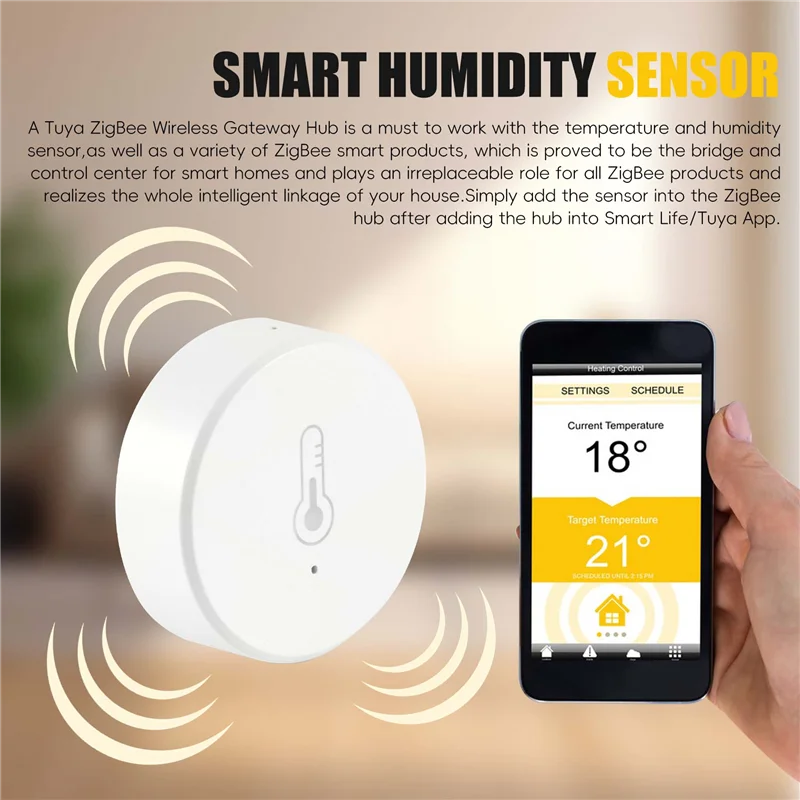 【Popular】Tuya Smart Zigbee 3.0 Smart Temperature And Humidity Sensor Battery Powered Security With Tuya Smart Life App Alexa