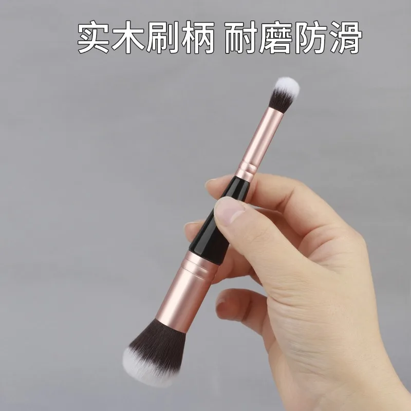 Pennelli per trucco professionale a doppia testa 2 in 1 per la miscelazione di bellezza, fard in polvere sciolta, fondotinta, fard, strumenti per il trucco di bellezza
