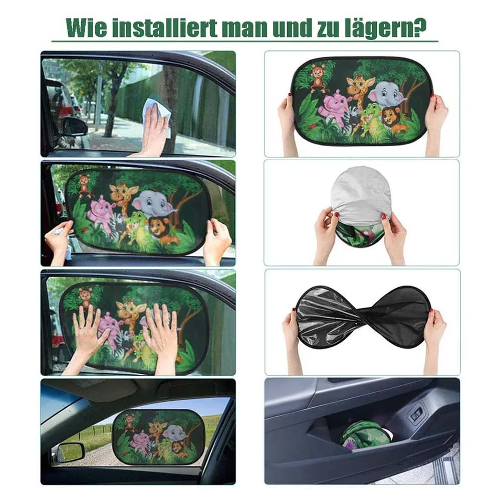 2PCS Universal Magnetic รถหน้าต่างด้านข้างบังแดดผ้าม่านหน้าต่าง Sun Visor สำหรับเด็กเด็กการ์ตูนรถ Shade