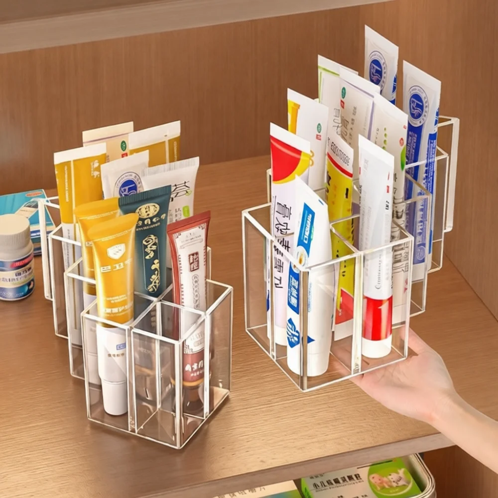 Desktop Medicine Storage Rack Divided Tube Cream Holder Household Organizer Case Multi Purpose Tidy Shelf Cosmetic Supplies