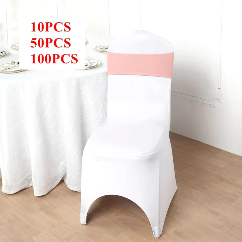 Pink Color Single Layer Lycra Chair Band Spandex Chair Sash Bow Fit Chair Cover Wedding Event Party Christmas Decoration