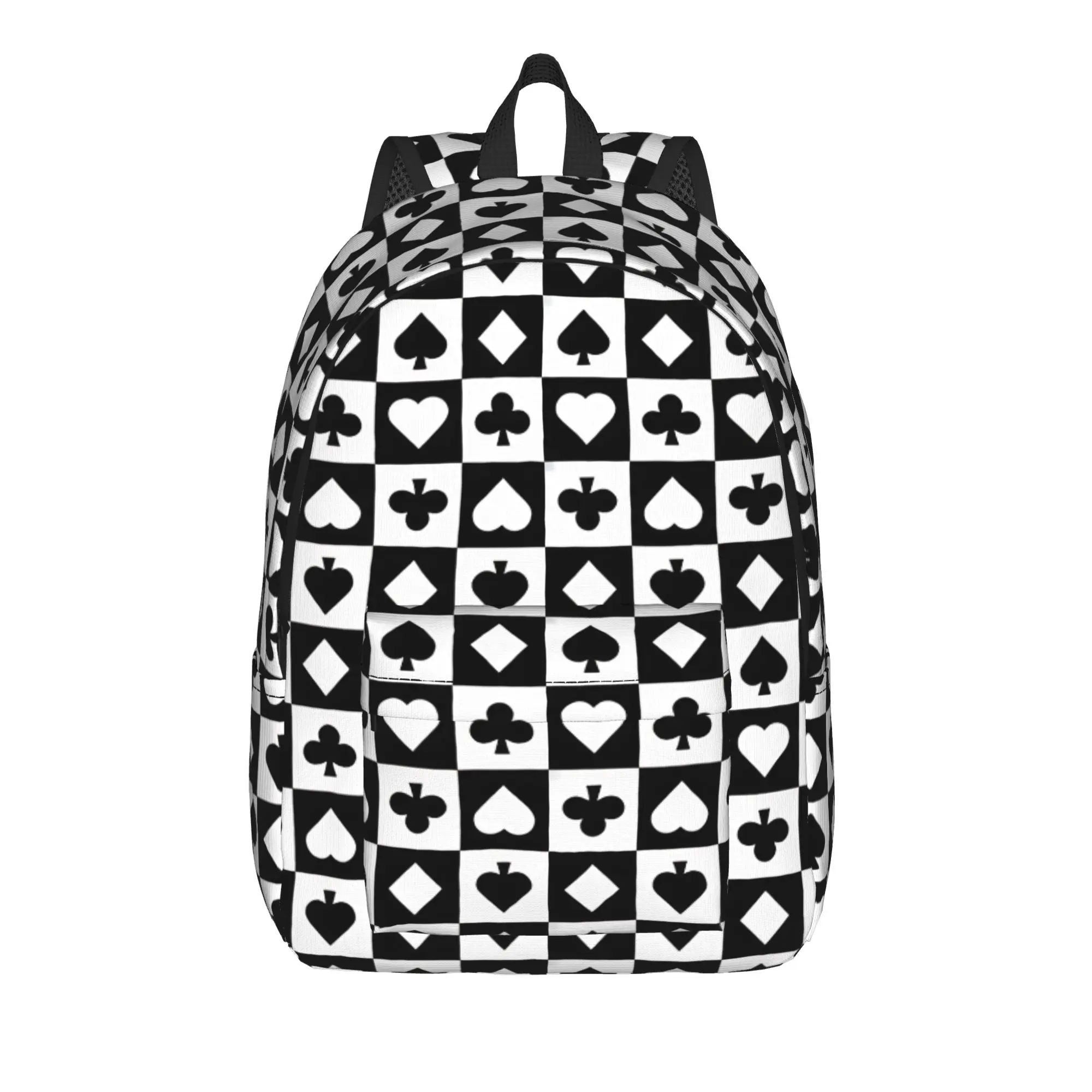 Card Suit Art Backpack  Sport Backpacks Student Unisex Custom Pattern High School Bags Elegant Rucksack