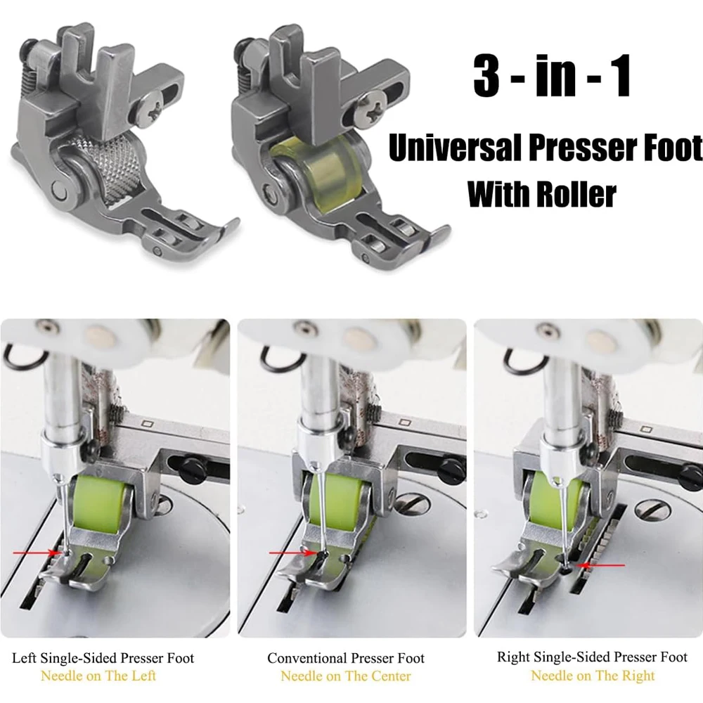 Universal Presser Foot with Roller Three-in-One Multifunctional Adjustable Left Right Unilateral Presser Foot For Sewing Machine