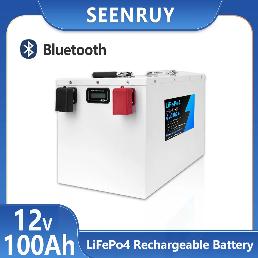 12v 100AH Lifepo4 Rechargeable Battery Pack Built-in 100A 150A BMS Optional Bluetooth Deep Cycle for Campers Outdoor RV Solar