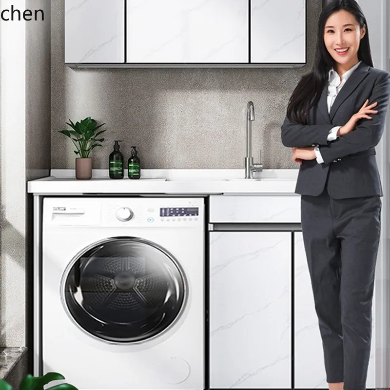 

PYH Balcony Washing Machine Cabinet Bathroom Hand Washing Face Washing Washstand Basin Cabinet