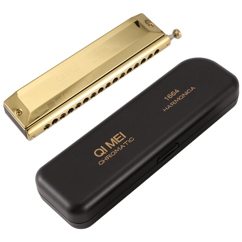 

A57T QI MEI Chromatic Harmonica 16 Hole 64 Tone Mouth Organ Instrumentos Key of C Professional Musical Instruments