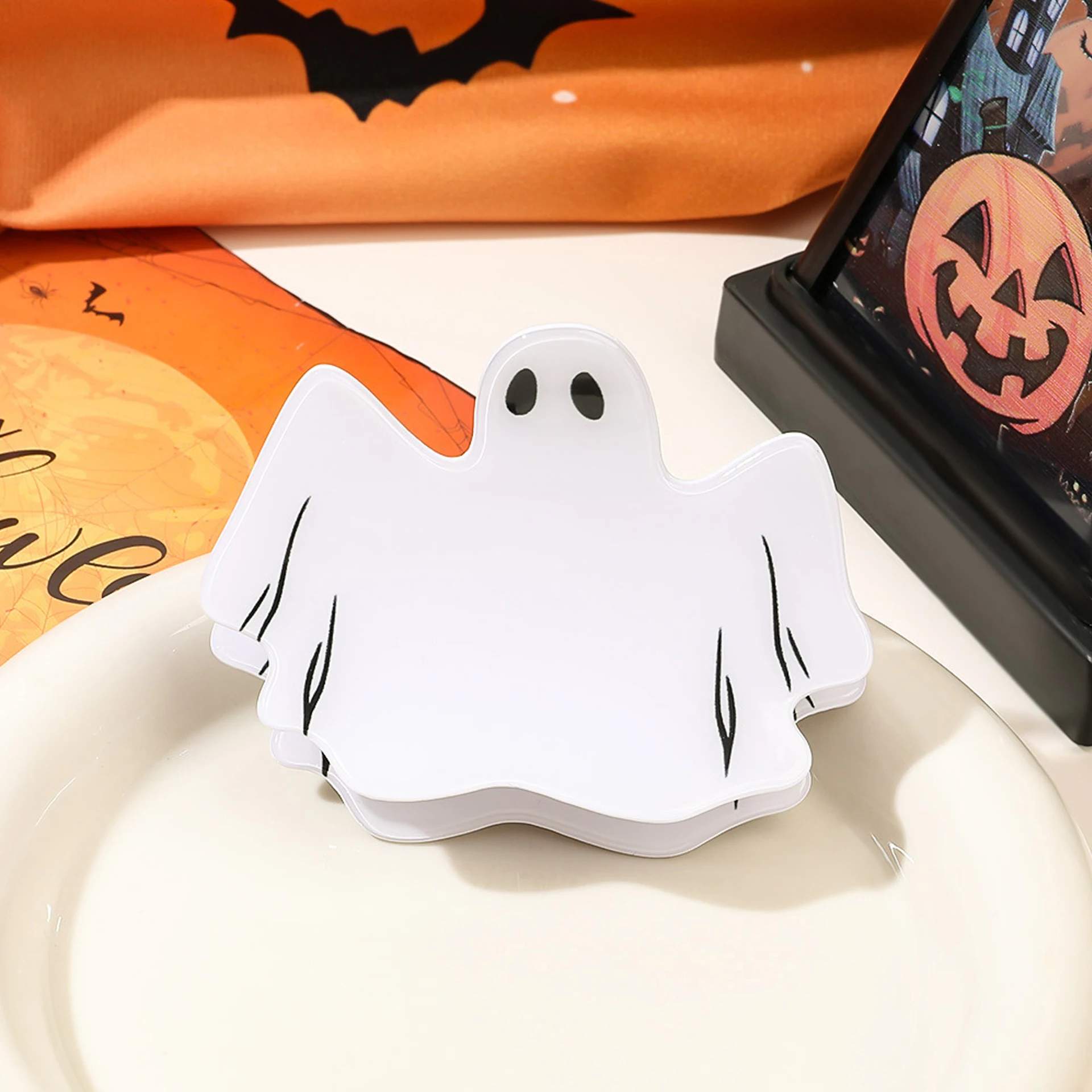 1 Stück Halloween Gruselige Fledermäuse Geister Schreckliche Atmosphäre Dekorationen Haarklammern für die Rückseite des Kopfes Kürbis-Haarspange – Detail 4