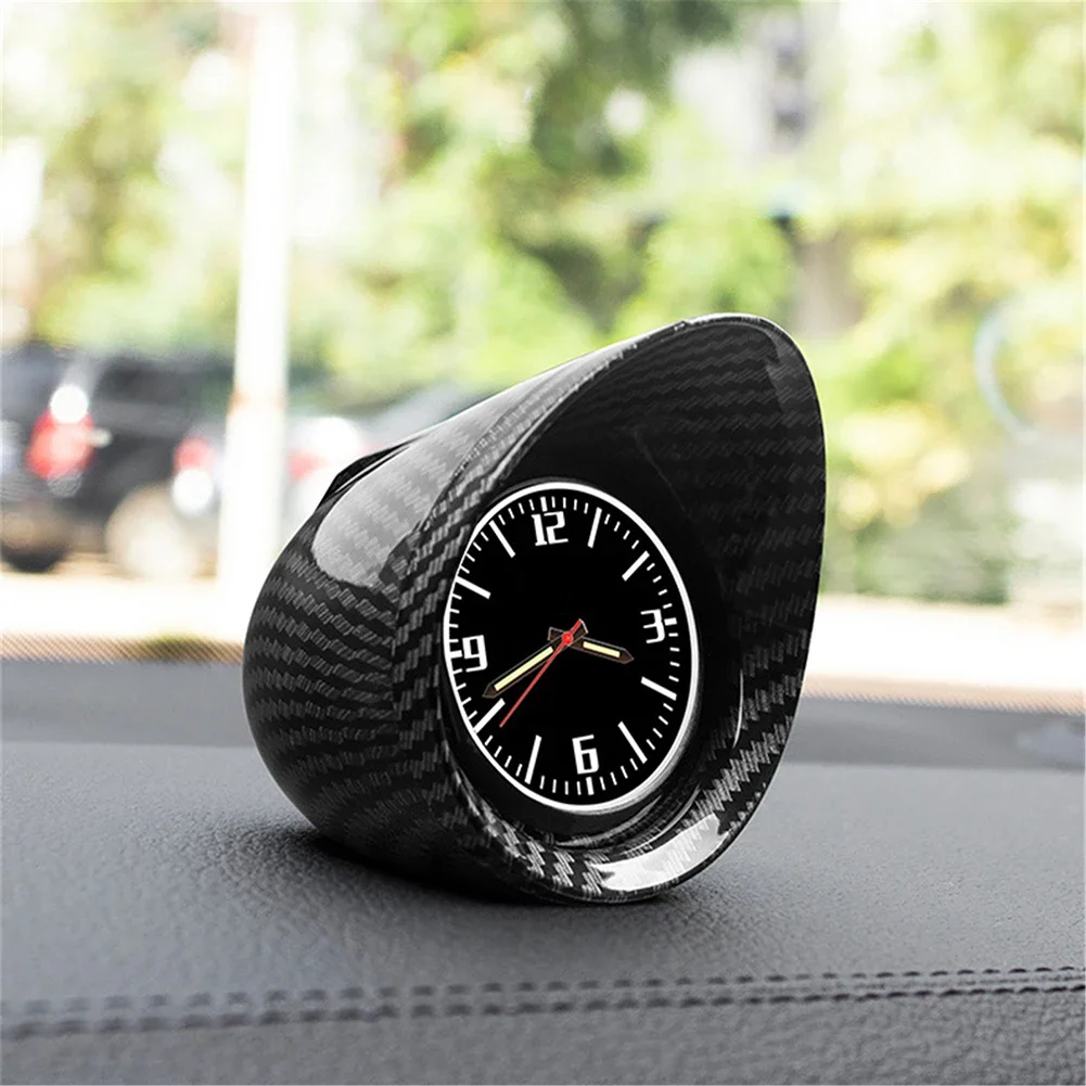 Leuchtende Quarzuhren, Kohlefaser-Auto-Styling-Uhr, Auto-Elektronik, Mini-Armaturenbrett-Uhr, Autozubehör, wasserdichte Uhr