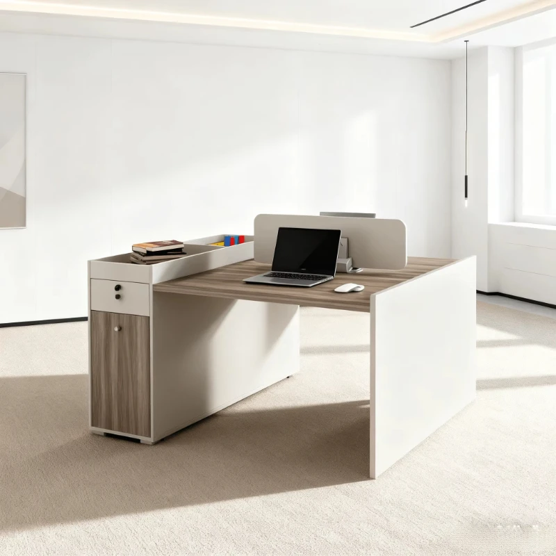 

Modern wooden standing desk with file drawers Durable commercial office furniture Ergonomic design