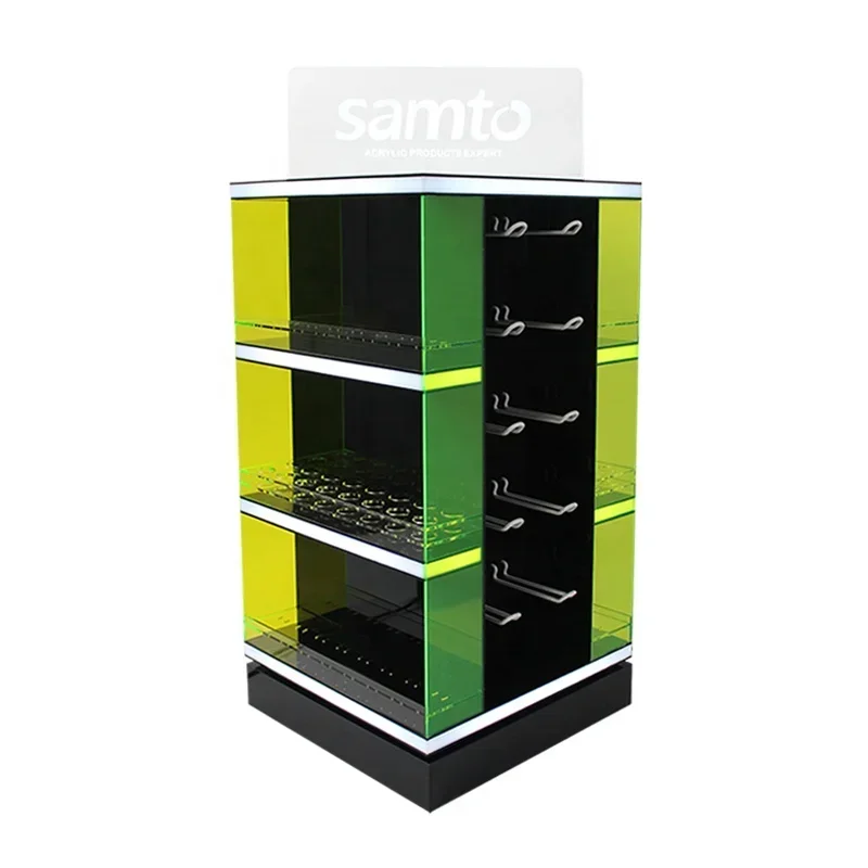 

SAMTO Rotating Acrylic Cellphone Accessories Charger Counter Display Case Earbuds Display Stand Earphone Display Racks