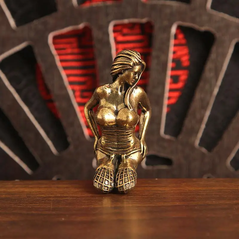 Kneeling Nude Lady Statue Kneeling Women Figurines Nude Brass Ornament For Home Bookshelf Bedroom Decor