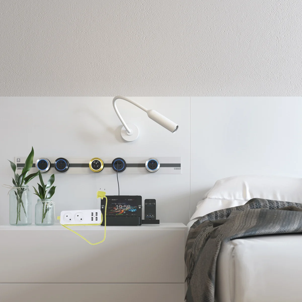 

4Pcs USB Socket Multifunctional European Standard Wide Voltage Smart Charging Socket Adapter for Home Office Store Device