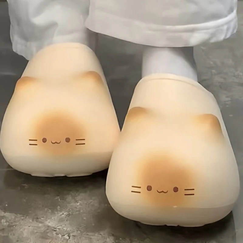 

Autumn Winter Plush Warm Cat Slippers Adorable Cat Waterproof Outdoor Indoor Home Warm Shoes Non-slip Bottom Cats Paws Slippers