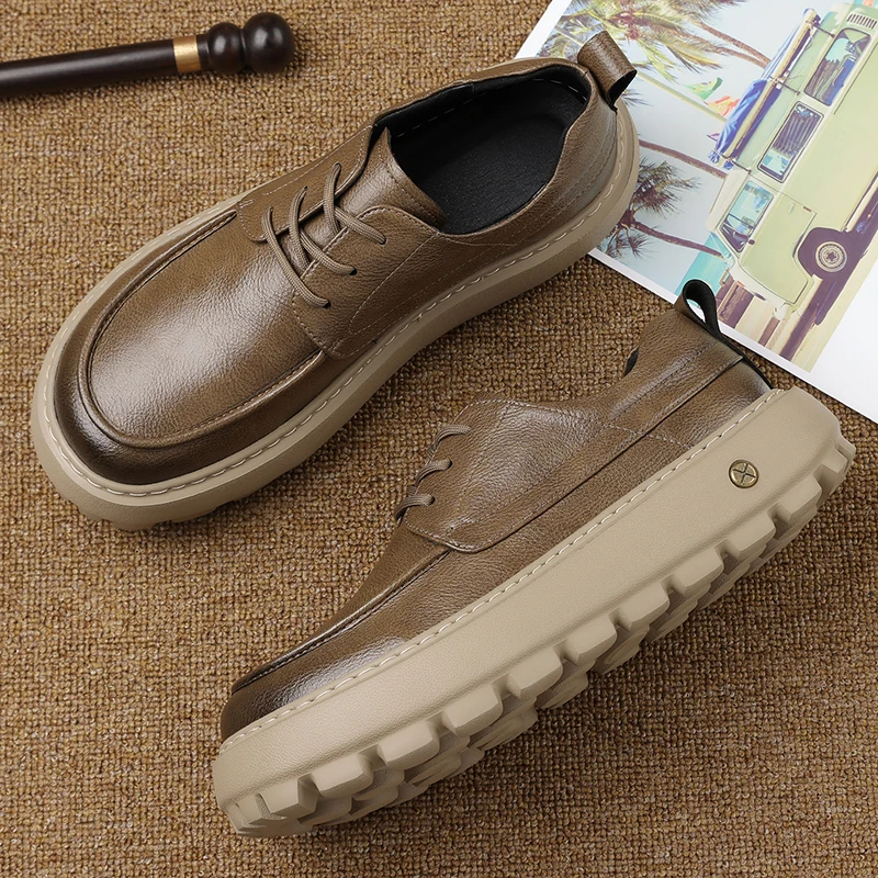 

Мужские новые туфли для досок Классический дизайнерский повседневный стиль Рабочая офисная уличная модная молодежная обувь На толстой подошве, увеличивающая рост