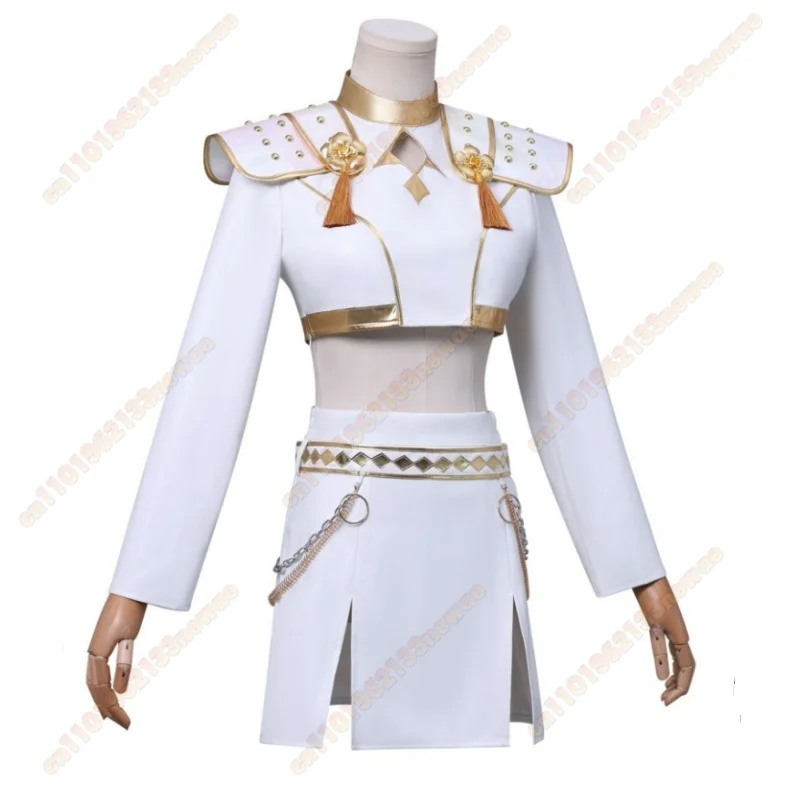 MINISO высокое качество Зои Косплей Костюм Парик Белая кожаная юбка-униформа Хэллоуин Карнавальная вечеринка Comic-con Ролевой наряд