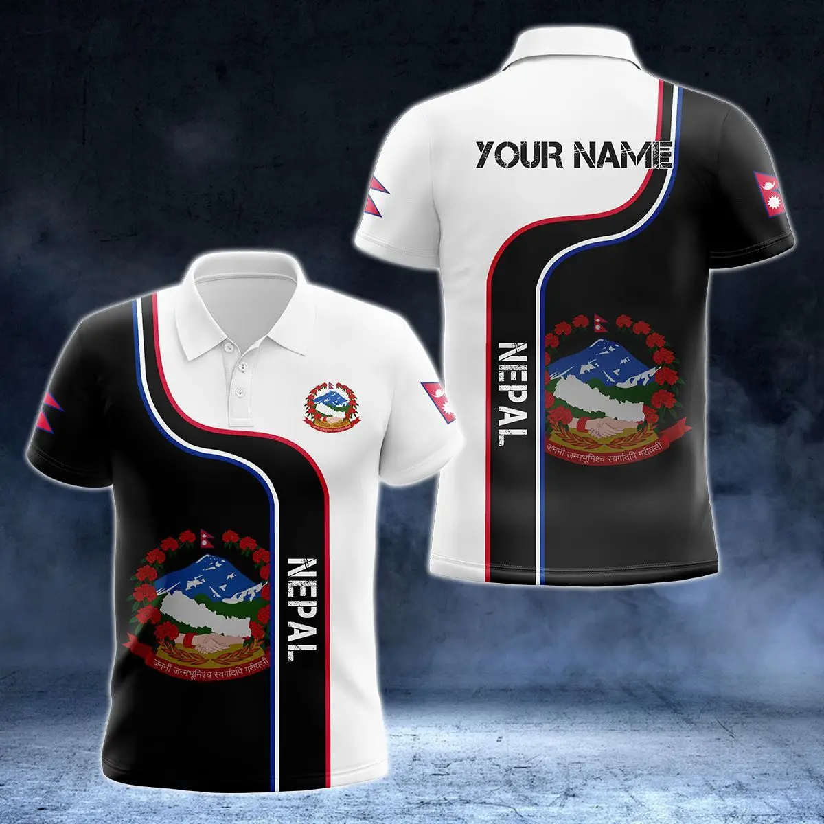 Nepal Flag & Coat of Arms Customized Polo Shirts Summer Casual Streetwear Men's Fashion Loose Jersey Plus Size Sportswear