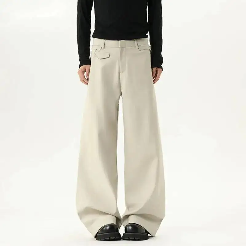 

Korean Style Men's Pants Casual Solid Color All-match Wide Leg Cleanfit Bottom Straight Loose Male Trousers Vintage 9XUIM4