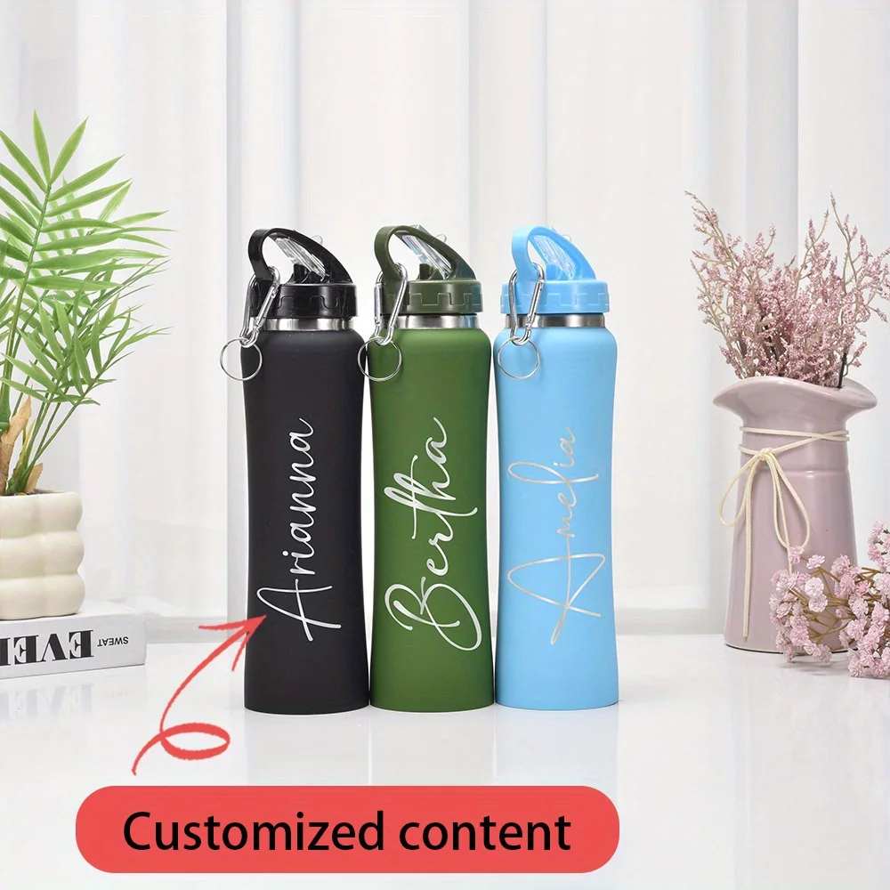 Custom Name Stainless Steel Water Bottle,Multi‑Color Insulated Sports Flask ,Personalized Reusable Drink Bottle for Outdoor Gym