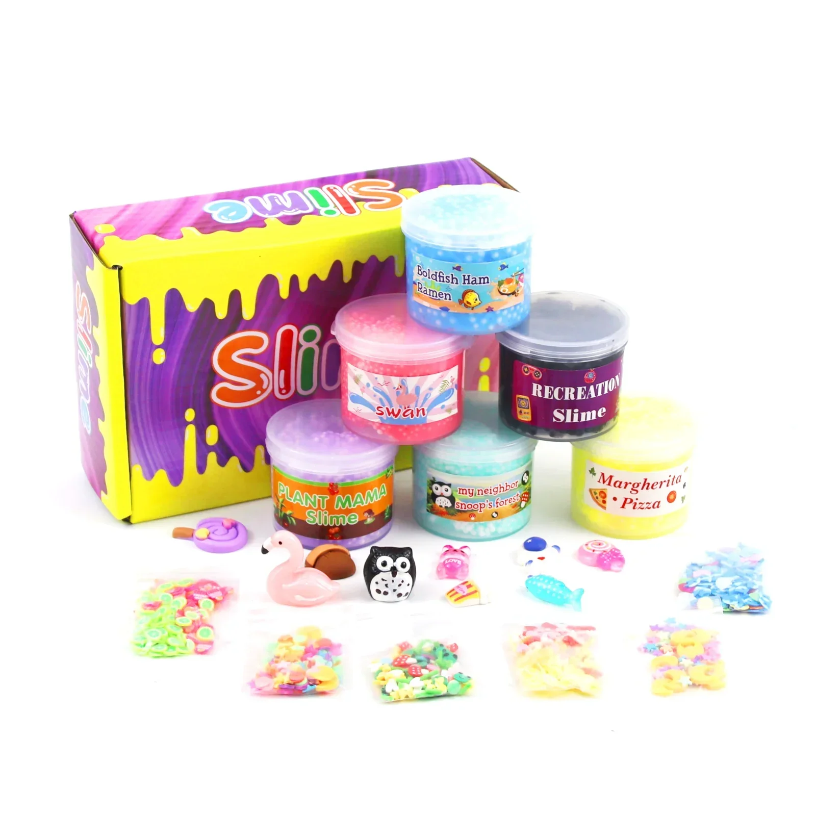 Slime Fluffy Kit per Enfant Foam plastilina fai da te argilla colorata cristallo giocattoli di decompressione per Bambini colla testa di toro giocattoli per Bambini