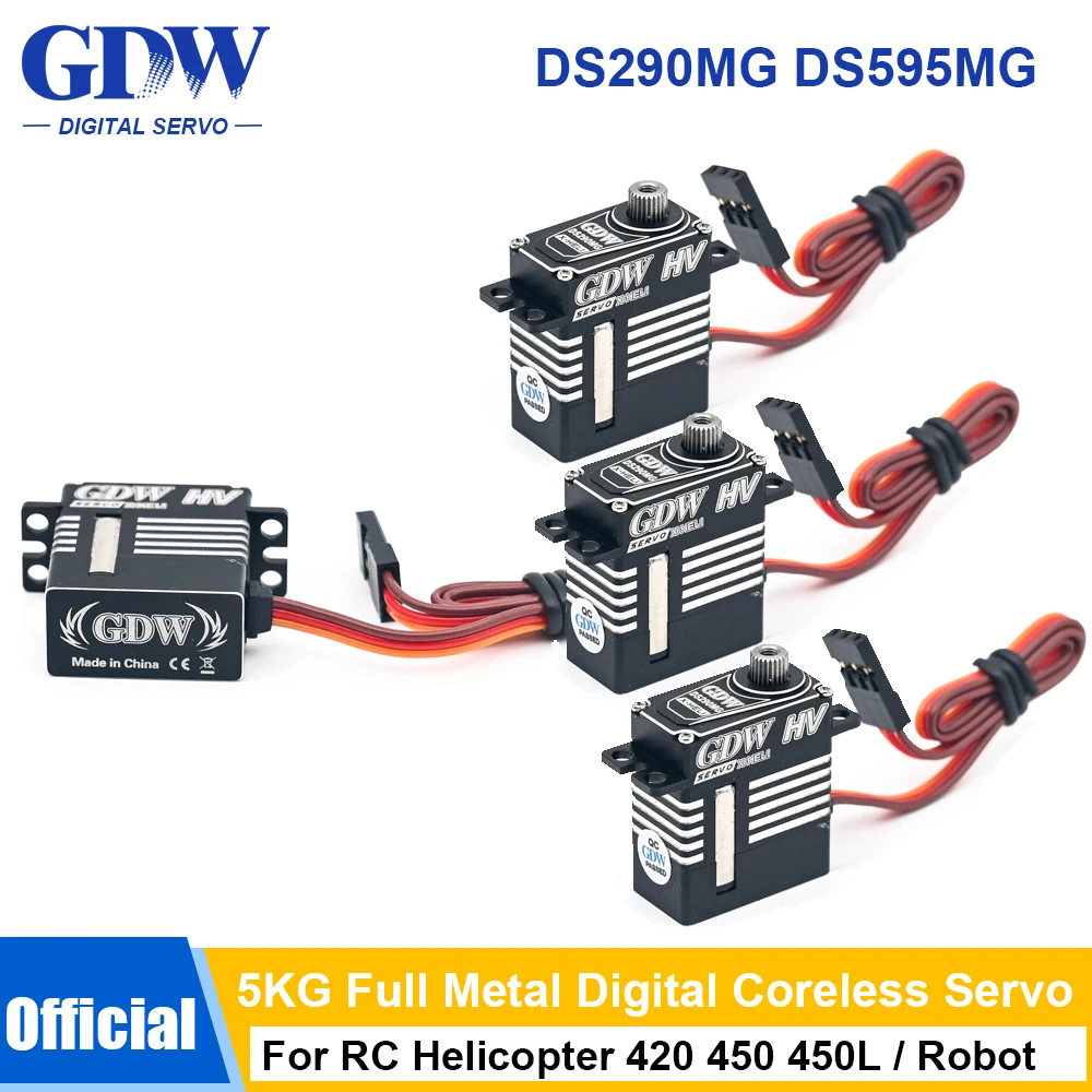 GDW DS290MG DS595MG 5kg Servo RC Helicopter Parts HV Coreless Metal Servo Steel Gear for GAUI X3 for T-REX 450/470L for SAB380