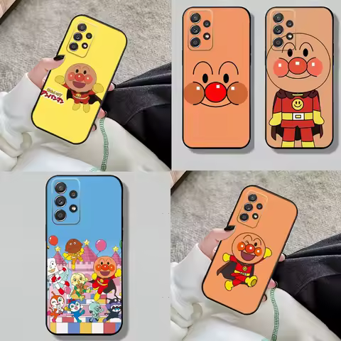 Cute A-Anpanman Phone Case For Samsung S24,S23,S22,S21,S20,S10,S10E,S9 Plus FE Note 20 Ultra 10,9 Plus Black Cover Shell