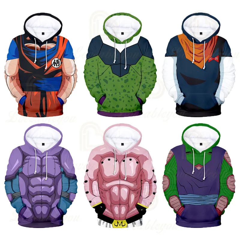 Anime Dragon Ball sweat à capuche 3D nouvelle impression Gokus poche sweats à capuche hommes/femmes/enfants taille Cosplay Streetwear