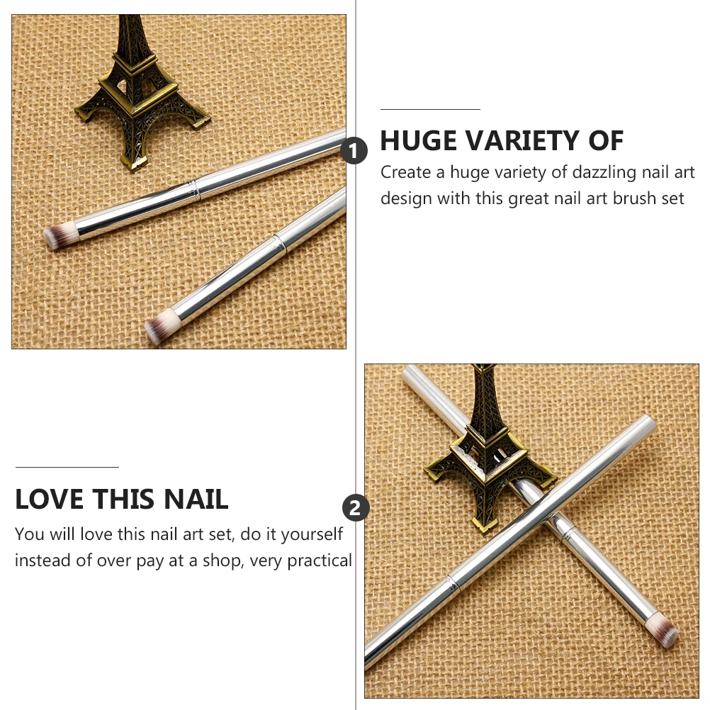 

3pcs Nail Art Brush Set Manicure Tools Dyeing Pen For Diy Beauty Nylon Hair Stainless Steel Handle Nail Art Supplies
