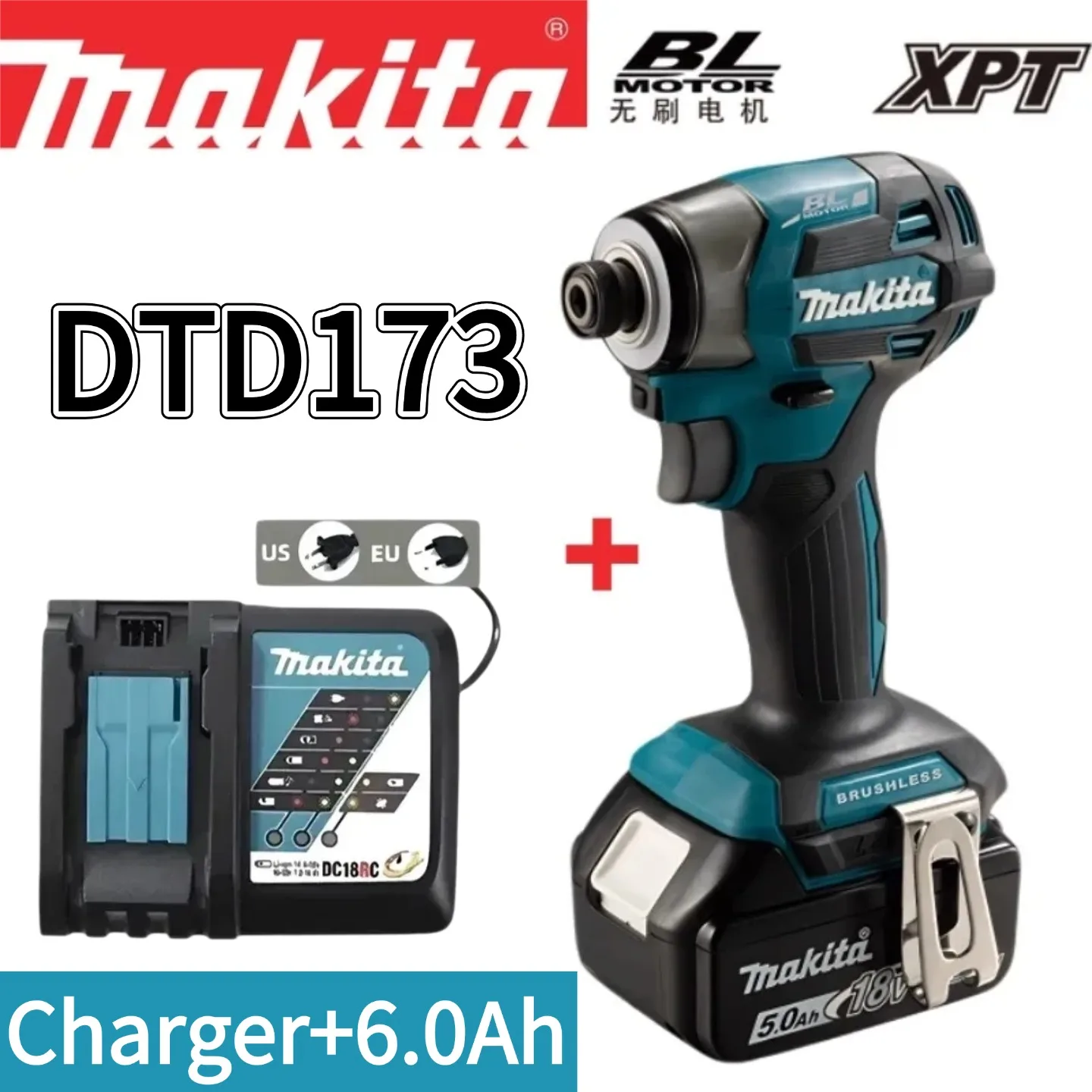 Makita DTD173 18V Akku-Schlagschrauber LXT BL Bürstenloser Motor Elektrobohrer Holz/Bolzen/T-Modus 180 N·M Wiederaufladbare Elektrowerkzeuge