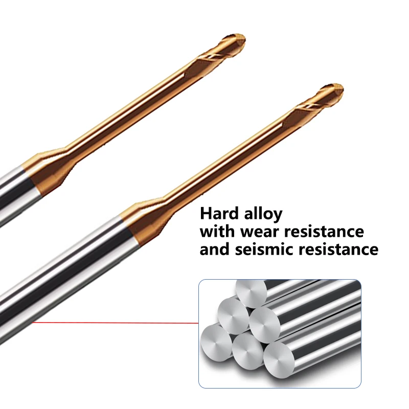 SENO 1PCS Milling Machine HRC55 Extra Long Ball Nose End Mill 2 Flutes Woodworking Tools CNC Finishing Machining Endmills