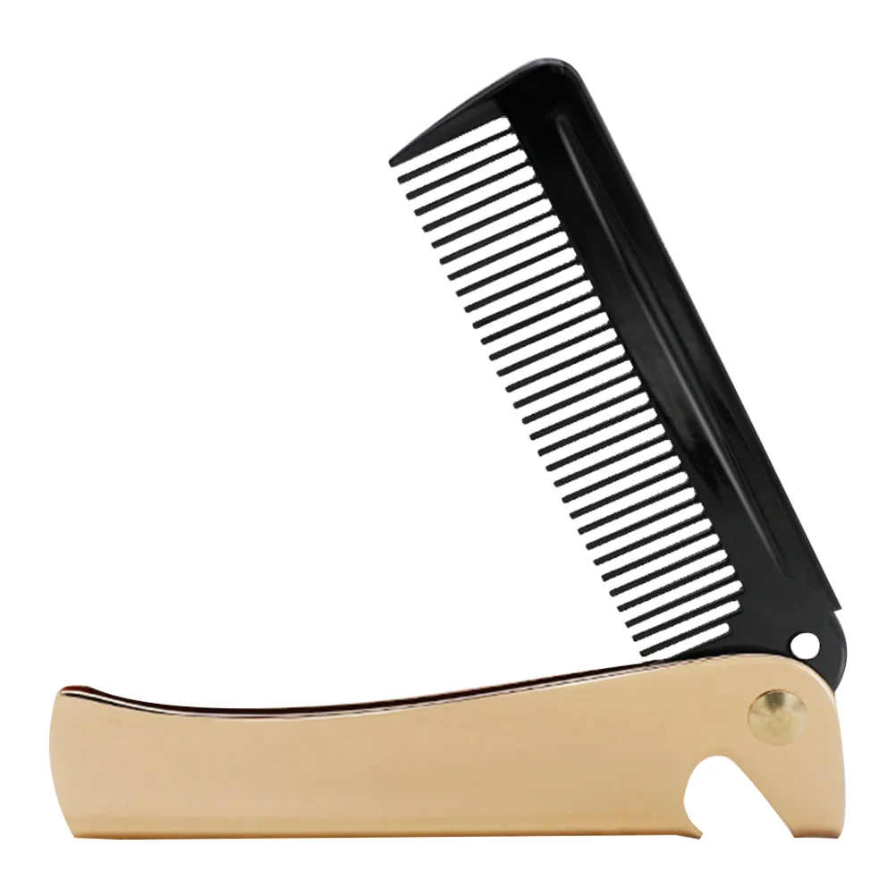 

Stainless Steel Comb Foldable Hair Comb Portable Pocket Comb Styling Comb Hair Accessory for Husband Father Gift (Golden)