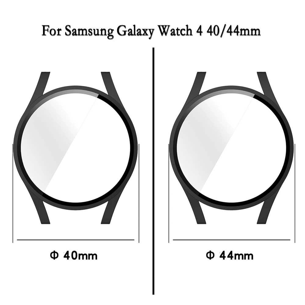 Case For Samsung Galaxy Watch 4 40/44mm Full Coverage Screen Protector With Tempered Glass  2 in 1 Shell For Samsung Watch FE