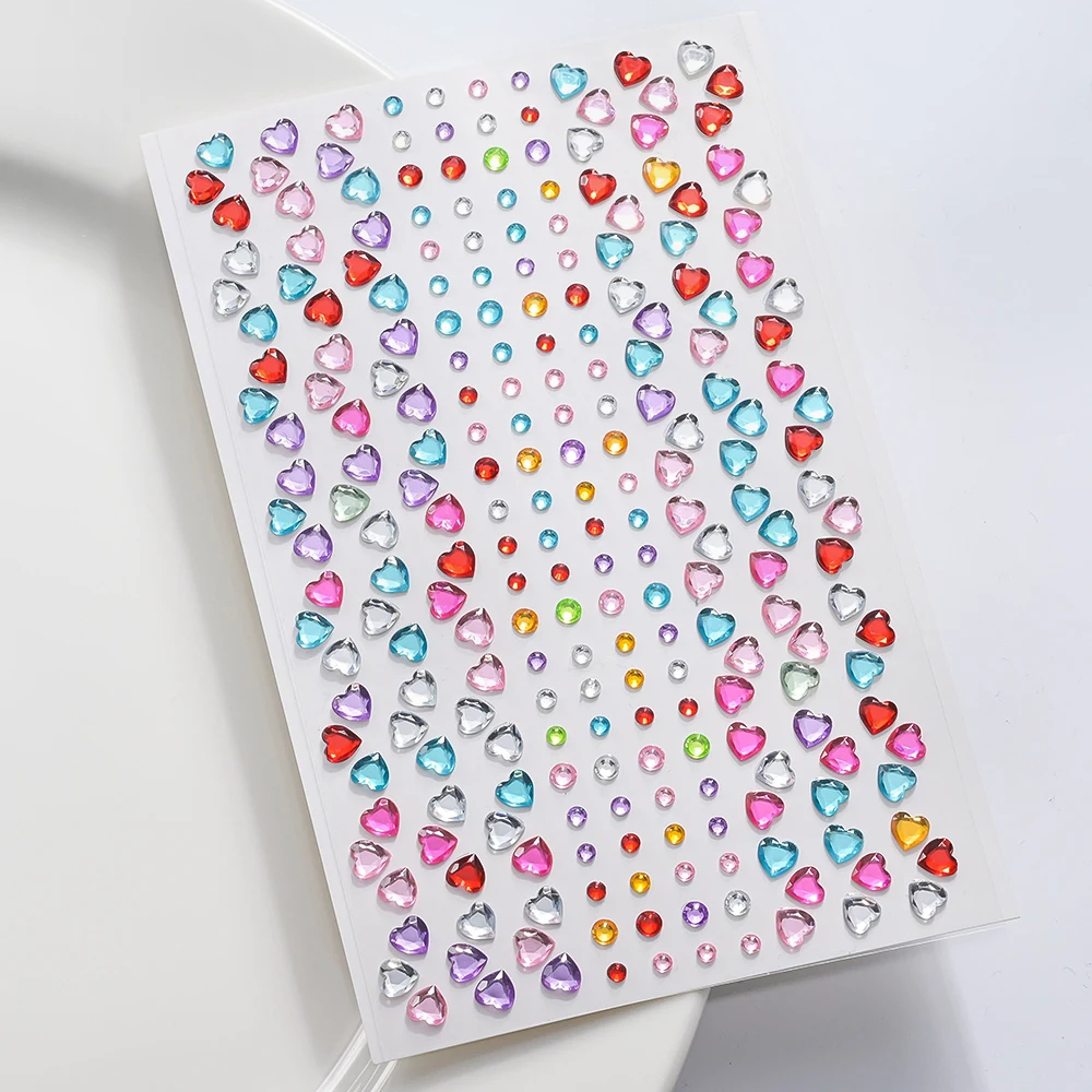 1 Stücke 3D Schillernde Liebe-Herz Gesicht Edelsteine Selbstklebende Aufkleber Sparkle Diamant Temporäre Tattoos für Kind Gril Auge Körper Make-Up