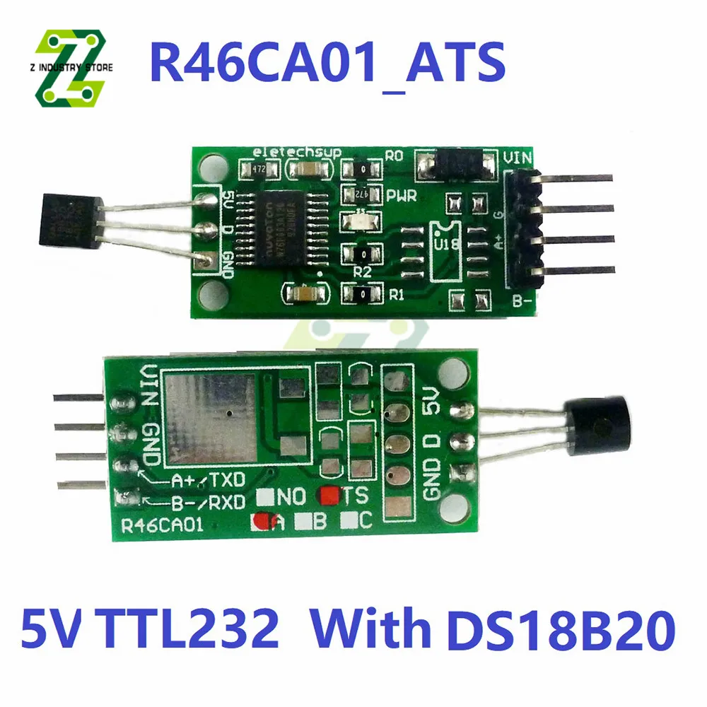 DS18B20 RS485 TTL232 Modbus RTU Temperature Acquisition Sensor Remote Acquisition Monitor Digital Thermometer Module