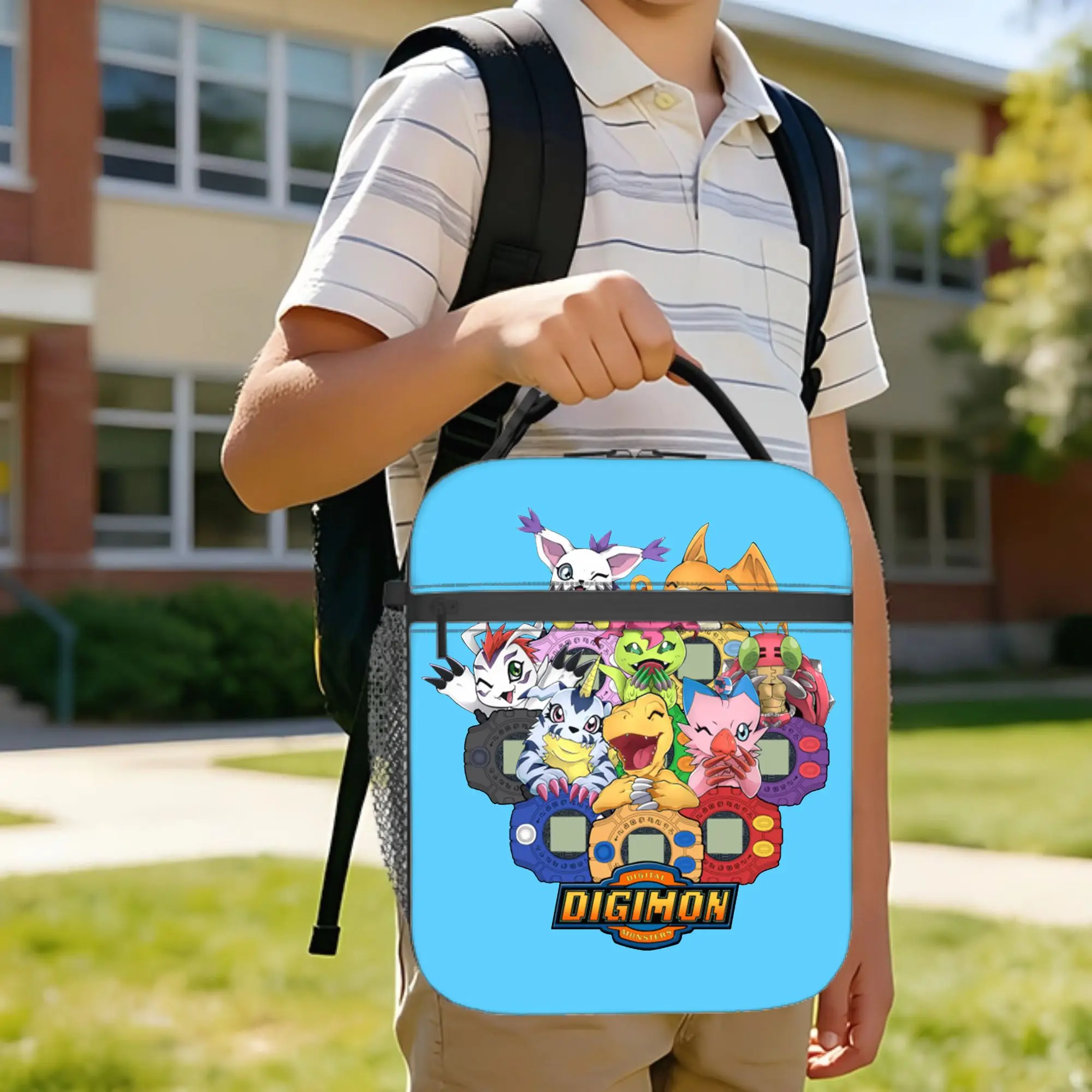 Adventure Team Insulated Lunch Bags Large Digimon Nostalgic Anime Reusable Thermal Bag Tote Lunch Box Office  Picnic Men Women