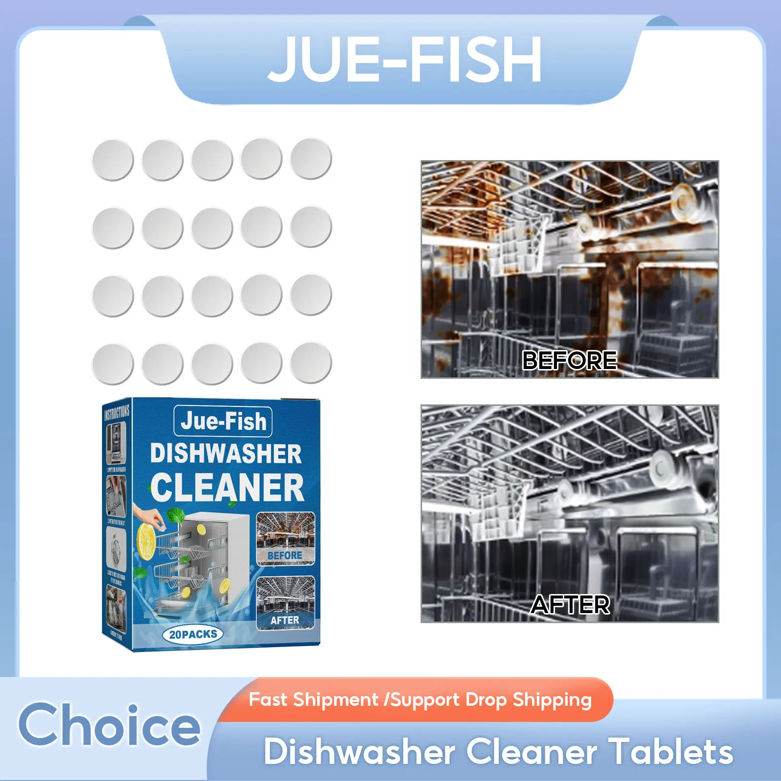 

Dishwasher Cleaner Tablets Removes Limescale Strong Oil Stains Removal Descaling Kitchen Washing Household Dishwasher Detergent