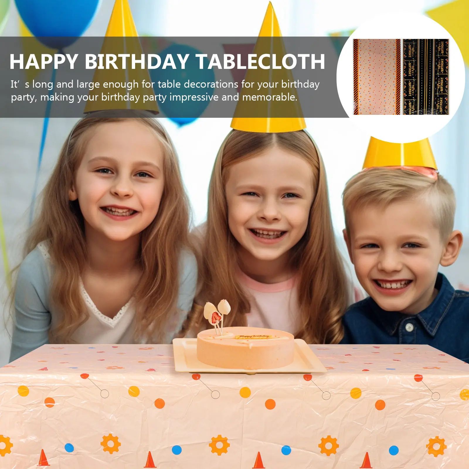 Construction Theme Rectangle Tablecloth 2 Pack Heavy Duty Disposable Birthday Party Table Cover