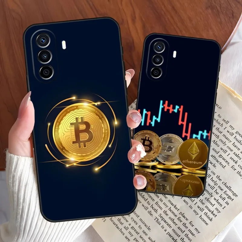 Crypto Currency Bitcoin BTC Phone Case For Honor 70 50 60 X8 X7 30 9 20 10 20I 20S 10i Pro Plus Lite Luxury Design Back Cover