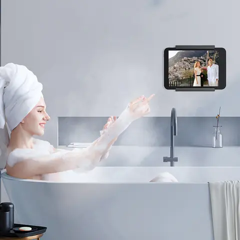 st universella väggmonterade surfplattehållare fästa med självhäftande eller skruv för iPad/iPhone 15 14/Samsung/Xiaomi/Lenovo 10 best sales iPad väggfäste med strömförsörjning - №7