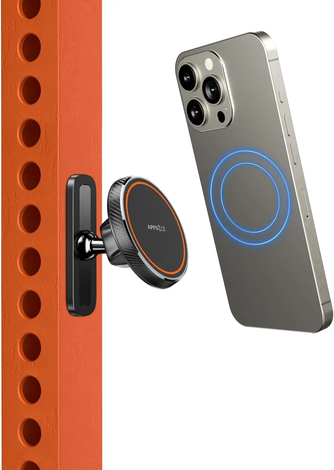 

Магнитный держатель для телефона для спортзала, основание из сплава и шаровой шарнир, двойное магнитное крепление для MagSafe iPhone 12-17