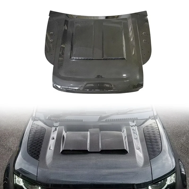 High Quality Real Carbon Fiber Engine Hood Panel Trim Bolt On 4X4 Off Road Parts Fit for 2019+ L663 90 110 130